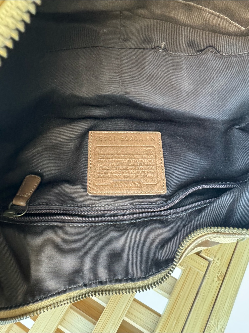 Coach Signature Canvas Shoulder Bag in Tan and Brown with Leather Trim - Picture 6 of 8
